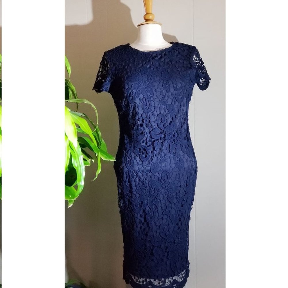 Midnight Navy Blue Lace Dress #06